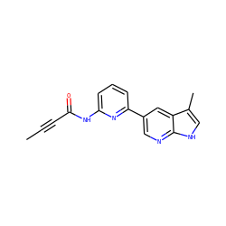 CC#CC(=O)Nc1cccc(-c2cnc3[nH]cc(C)c3c2)n1 ZINC000220897351