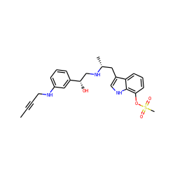 CC#CCNc1cccc([C@@H](O)CN[C@H](C)Cc2c[nH]c3c(OS(C)(=O)=O)cccc23)c1 ZINC000028361621
