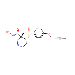 CC#CCOc1ccc(S(=O)(=O)C[C@@]2(C(=O)NO)CCCNC2)cc1 ZINC000028951522