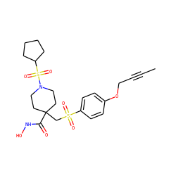 CC#CCOc1ccc(S(=O)(=O)CC2(C(=O)NO)CCN(S(=O)(=O)C3CCCC3)CC2)cc1 ZINC000028816880