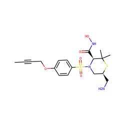 CC#CCOc1ccc(S(=O)(=O)N2C[C@H](CN)SC(C)(C)[C@@H]2C(=O)NO)cc1 ZINC000003817228