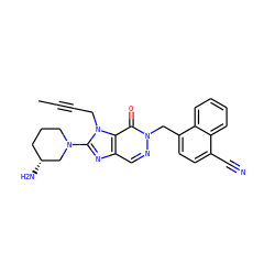 CC#CCn1c(N2CCC[C@@H](N)C2)nc2cnn(Cc3ccc(C#N)c4ccccc34)c(=O)c21 ZINC000029045176