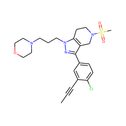 CC#Cc1cc(-c2nn(CCCN3CCOCC3)c3c2CN(S(C)(=O)=O)CC3)ccc1Cl ZINC000045301060