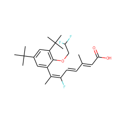 CC(/C=C/C(F)=C(/C)c1cc(C(C)(C)C)cc(C(C)(C)C)c1OCC(F)F)=C\C(=O)O ZINC000003818818