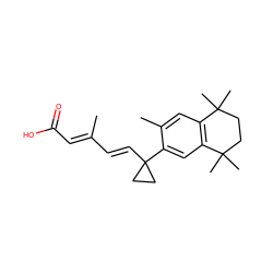 CC(/C=C/C1(c2cc3c(cc2C)C(C)(C)CCC3(C)C)CC1)=C\C(=O)O ZINC000001546069