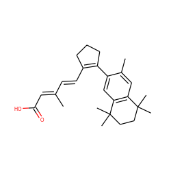 CC(/C=C/C1=C(c2cc3c(cc2C)C(C)(C)CCC3(C)C)CCC1)=C\C(=O)O ZINC000001891675