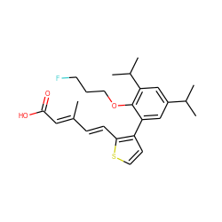 CC(/C=C/c1sccc1-c1cc(C(C)C)cc(C(C)C)c1OCCCF)=C\C(=O)O ZINC000013527138