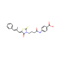 CC(/C=C1\SC(=S)N(CCCC(=O)Nc2ccc(C(=O)O)cc2)C1=O)=C\c1ccccc1 ZINC000004471988