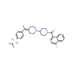 CC(=C1CCN(C2CCN(C(=O)c3ccc(F)c4ccccc34)CC2)CC1)c1ccc(S(=O)(=O)C(C)C)cc1 ZINC000027627587