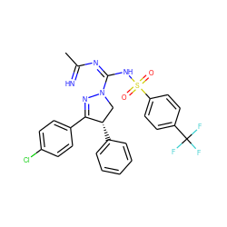 CC(=N)N=C(NS(=O)(=O)c1ccc(C(F)(F)F)cc1)N1C[C@H](c2ccccc2)C(c2ccc(Cl)cc2)=N1 ZINC001772576680