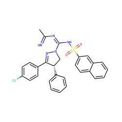 CC(=N)N=C(NS(=O)(=O)c1ccc2ccccc2c1)N1C[C@H](c2ccccc2)C(c2ccc(Cl)cc2)=N1 ZINC001772584518