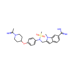 CC(=N)N1CCC(Oc2ccc(N(Cc3cc4ccc(C(=N)N)cc4n3C)S(C)(=O)=O)cc2)CC1 ZINC000013487640