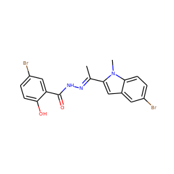 CC(=NNC(=O)c1cc(Br)ccc1O)c1cc2cc(Br)ccc2n1C ZINC000254086148