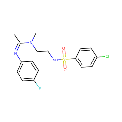 CC(=Nc1ccc(F)cc1)N(C)CCNS(=O)(=O)c1ccc(Cl)cc1 ZINC000299850172