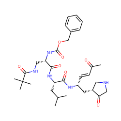 CC(=O)/C=C/[C@H](C[C@@H]1CNCC1=O)NC(=O)[C@H](CC(C)C)NC(=O)[C@H](CNC(=O)C(C)(C)C)NC(=O)OCc1ccccc1 ZINC001772645603