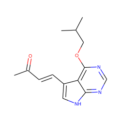 CC(=O)/C=C/c1c[nH]c2ncnc(OCC(C)C)c12 ZINC000208110917