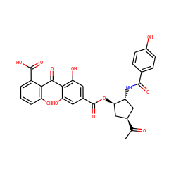 CC(=O)[C@@H]1C[C@@H](NC(=O)c2ccc(O)cc2)[C@H](OC(=O)c2cc(O)c(C(=O)c3c(O)cccc3C(=O)O)c(O)c2)C1 ZINC000026403585