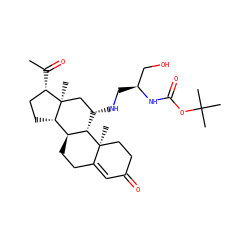 CC(=O)[C@H]1CC[C@H]2[C@@H]3CCC4=CC(=O)CC[C@]4(C)[C@H]3[C@@H](NC[C@@H](CO)NC(=O)OC(C)(C)C)C[C@]12C ZINC000096286220
