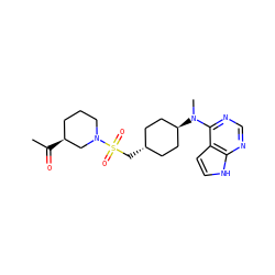 CC(=O)[C@H]1CCCN(S(=O)(=O)C[C@H]2CC[C@H](N(C)c3ncnc4[nH]ccc34)CC2)C1 ZINC000261179719