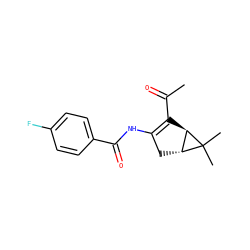 CC(=O)C1=C(NC(=O)c2ccc(F)cc2)C[C@@H]2[C@@H]1C2(C)C ZINC000000549036