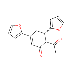 CC(=O)C1C(=O)C=C(c2ccco2)C[C@@H]1c1ccco1 ZINC000017917428