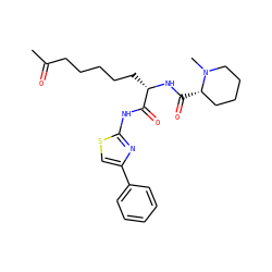 CC(=O)CCCCC[C@H](NC(=O)[C@H]1CCCCN1C)C(=O)Nc1nc(-c2ccccc2)cs1 ZINC000029069940