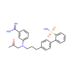 CC(=O)CN(CCCc1ccc(-c2ccccc2S(N)(=O)=O)cc1)c1cccc(C(=N)N)c1 ZINC000026843159