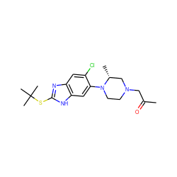 CC(=O)CN1CCN(c2cc3[nH]c(SC(C)(C)C)nc3cc2Cl)[C@H](C)C1 ZINC000040874908