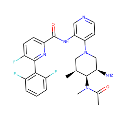 CC(=O)N(C)[C@H]1[C@@H](C)CN(c2ccncc2NC(=O)c2ccc(F)c(-c3c(F)cccc3F)n2)C[C@H]1N ZINC000207242293