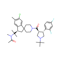 CC(=O)N(C)C(C)(C)[C@@H]1CC2(CCN(C(=O)[C@@H]3CN(C(C)(C)C)C[C@H]3c3ccc(F)cc3F)CC2)c2cc(Cl)c(C)cc21 ZINC000072110428