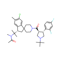 CC(=O)N(C)C(C)(C)[C@H]1CC2(CCN(C(=O)[C@@H]3CN(C(C)(C)C)C[C@H]3c3ccc(F)cc3F)CC2)c2cc(Cl)c(C)cc21 ZINC000072110794