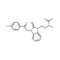 CC(=O)N(C)CCn1c(=N)n(CC(=O)c2ccc(Cl)cc2)c2ccccc21 ZINC000029125642
