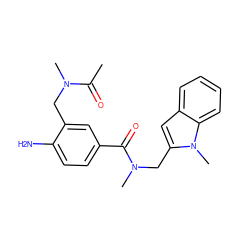 CC(=O)N(C)Cc1cc(C(=O)N(C)Cc2cc3ccccc3n2C)ccc1N ZINC000000591143