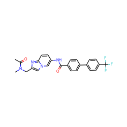 CC(=O)N(C)Cc1cn2cc(NC(=O)c3ccc(-c4ccc(C(F)(F)F)cc4)cc3)ccc2n1 ZINC000043022314