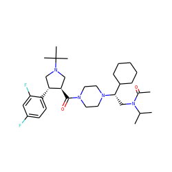 CC(=O)N(C[C@@H](C1CCCCC1)N1CCN(C(=O)[C@@H]2CN(C(C)(C)C)C[C@H]2c2ccc(F)cc2F)CC1)C(C)C ZINC000014191824