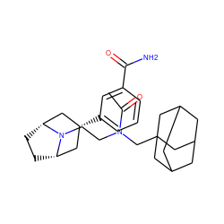 CC(=O)N(CCN1[C@H]2CC[C@@H]1C[C@H](c1cccc(C(N)=O)c1)C2)CC12CC3CC(CC(C3)C1)C2 ZINC000117297923