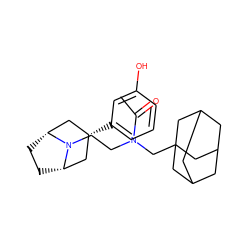 CC(=O)N(CCN1[C@H]2CC[C@@H]1C[C@H](c1cccc(O)c1)C2)CC12CC3CC(CC(C3)C1)C2 ZINC000117290303