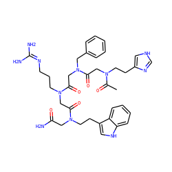 CC(=O)N(CCc1c[nH]cn1)CC(=O)N(CC(=O)N(CCCN=C(N)N)CC(=O)N(CCc1c[nH]c2ccccc12)CC(N)=O)Cc1ccccc1 ZINC000027521450