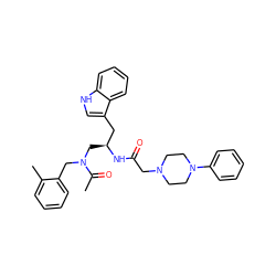 CC(=O)N(Cc1ccccc1C)C[C@@H](Cc1c[nH]c2ccccc12)NC(=O)CN1CCN(c2ccccc2)CC1 ZINC000013746528