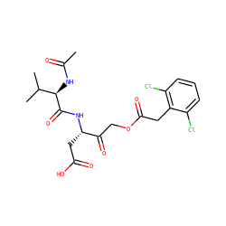 CC(=O)N[C@@H](C(=O)N[C@@H](CC(=O)O)C(=O)COC(=O)Cc1c(Cl)cccc1Cl)C(C)C ZINC000026395143