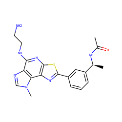 CC(=O)N[C@@H](C)c1cccc(-c2nc3c(nc(NCCN)c4ncn(C)c43)s2)c1 ZINC000066251306