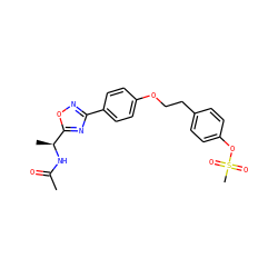 CC(=O)N[C@@H](C)c1nc(-c2ccc(OCCc3ccc(OS(C)(=O)=O)cc3)cc2)no1 ZINC001772633065