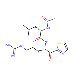 CC(=O)N[C@@H](CC(C)C)C(=O)N[C@@H](CCCNC(=N)N)C(=O)c1nccs1 ZINC000653808446