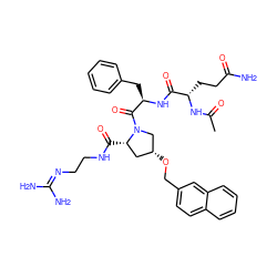 CC(=O)N[C@@H](CCC(N)=O)C(=O)N[C@H](Cc1ccccc1)C(=O)N1C[C@H](OCc2ccc3ccccc3c2)C[C@@H]1C(=O)NCCN=C(N)N ZINC000049776354