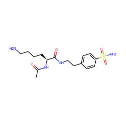 CC(=O)N[C@@H](CCCCN)C(=O)NCCc1ccc(S(N)(=O)=O)cc1 ZINC000299823985