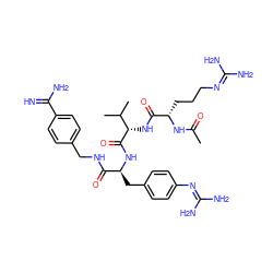CC(=O)N[C@@H](CCCN=C(N)N)C(=O)N[C@H](C(=O)N[C@@H](Cc1ccc(N=C(N)N)cc1)C(=O)NCc1ccc(C(=N)N)cc1)C(C)C ZINC000204920240