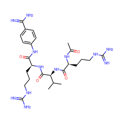 CC(=O)N[C@@H](CCCNC(=N)N)C(=O)N[C@H](C(=O)N[C@@H](CCCNC(=N)N)C(=O)Nc1ccc(C(=N)N)cc1)C(C)C ZINC000084655035