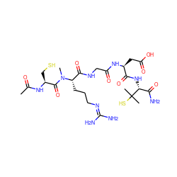 CC(=O)N[C@@H](CS)C(=O)N(C)[C@@H](CCCN=C(N)N)C(=O)NCC(=O)N[C@@H](CC(=O)O)C(=O)N[C@H](C(N)=O)C(C)(C)S ZINC000027314890