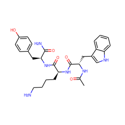 CC(=O)N[C@@H](Cc1c[nH]c2ccccc12)C(=O)N[C@@H](CCCCN)C(=O)N[C@@H](Cc1ccc(O)cc1)C(N)=O ZINC000049803651