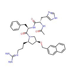 CC(=O)N[C@@H](Cc1c[nH]cn1)C(=O)N[C@H](Cc1ccccc1)C(=O)N1C[C@@H](OCc2ccc3ccccc3c2)C[C@H]1CCCN=C(N)N ZINC000049942241